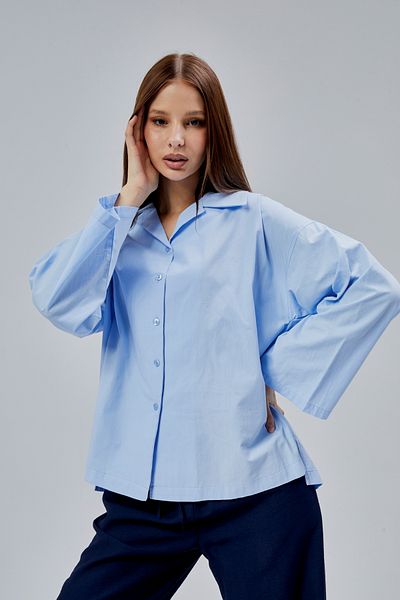 Bolivente Cămașă Poplin Oversize Baby Blue