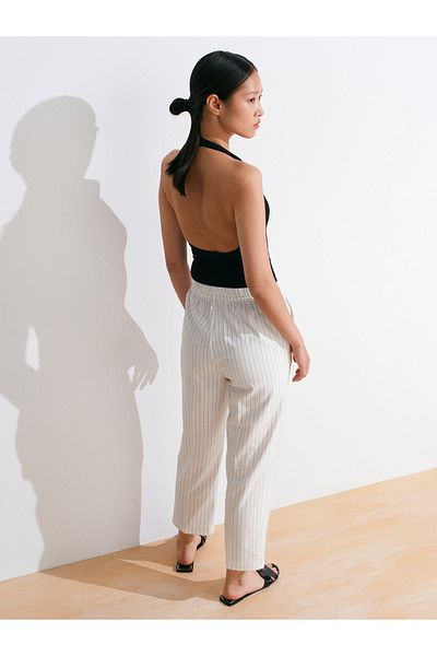 Dilvin 72142 Lace-Up Jogger Pants-White