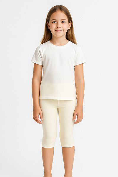 Katmirra Cotton Girls Pastel Color Capri Leggings
