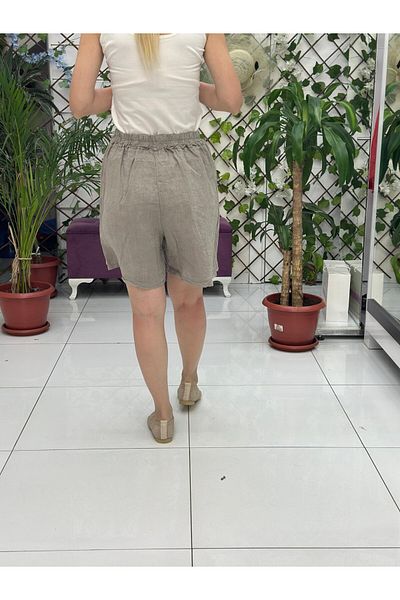Punta Otantik Nc61329 Italian Linen Pocket Shorts Skirt Mink
