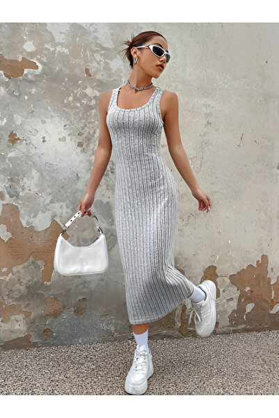 navien KADIN ASKILI BİSİKLET YAKA KALEM TRİKO ELBİSE