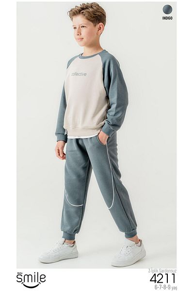 RAPAPA Boy's Unshaded 3 Thread Suit Bottom Top Suit 4211m