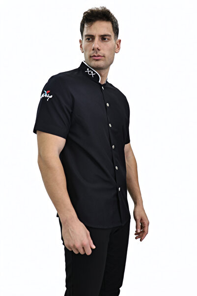 Das Uniform Kısa Kol ÇıtÇıt Gömlek Aşçı Kıyafeti Chef Aşçı Forması