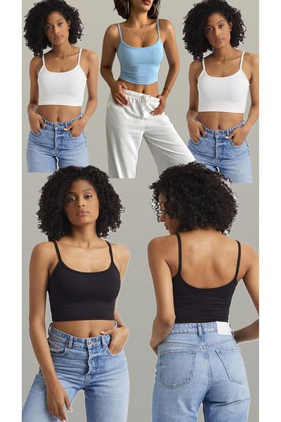 The Base Pachet avantajos de 5 Crop Top-uri cu bretele pentru femei