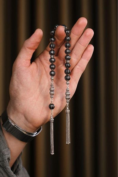 dergah tesbih Master Ömer Aktaş Erzurum Oltu Stone Watermelon Split Zaza Prayer Beads