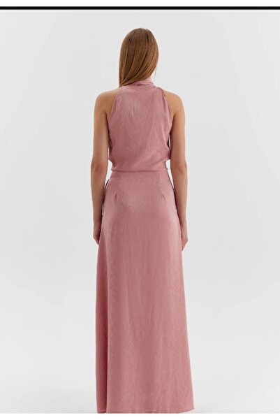 Elizar Moda PUDRA YUKARDAN BAĞLAMALI ÖNDEN YIRTMAÇLI ELBİSE