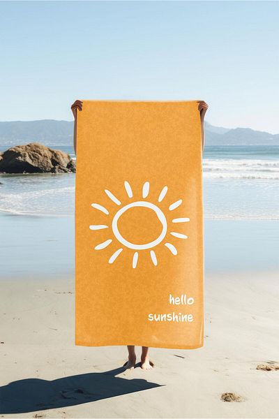Doruklar Home Collection Hello Sunshine Written Beach Πετσέτα Θάλασσας Ψηφιακή Εκτύπωση Πεστάμαλ 80x160 CM HSS03