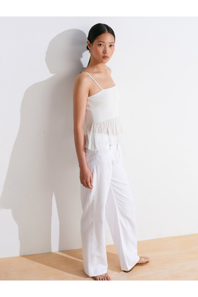 Dilvin 72025 Pantaloni din denim Lyocell cu spate elastic-alb