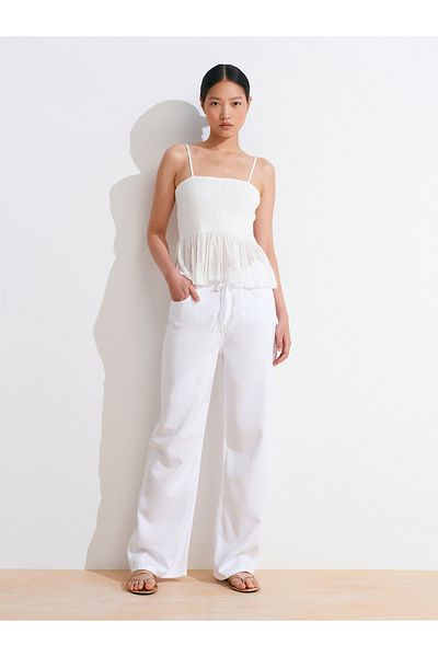 Dilvin 72025 Lyocell Denim Trousers with Elastic Back-White