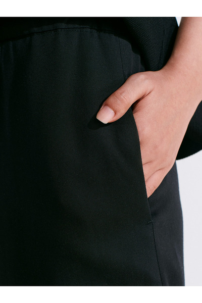 Dilvin 72145 Dökümlü Palazzo Pantolon-Siyah