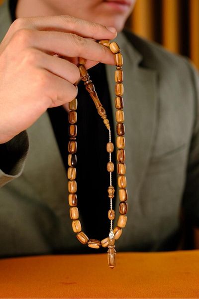 dergah tesbih Master Bekir Deveci Carved Imame Capsule Model Scented Ud Tree Prayer Beads