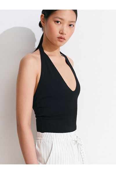 Dilvin 31971 Halter Top-Black