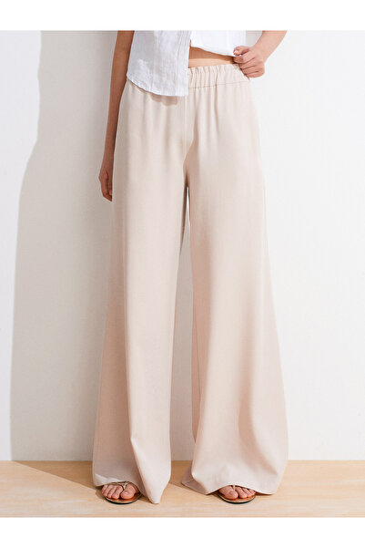 Dilvin 72145 Draped Palazzo Trousers-Stone