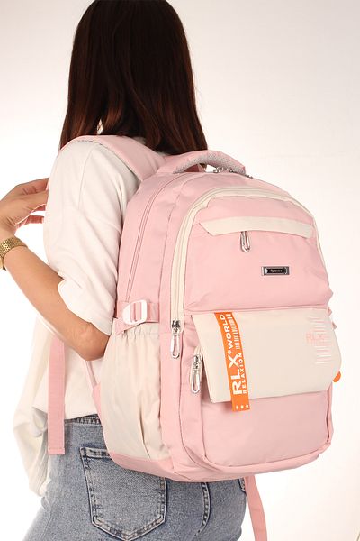 Fiyaka Rlx-2059 School Backpack Student Daily Travel Holiday Sports Walking Trip Powder