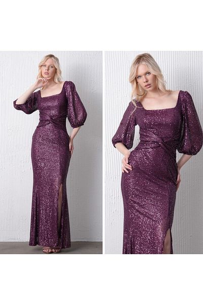 CİXAPLE Sequin Half Sleeve Evening Dress