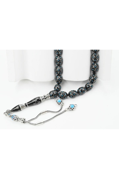 İhsan Çelik HÜNERTAŞ OLTU TAŞ BORSASI Kule Model Mavi Mine ve Gümüş İşlemeli ...