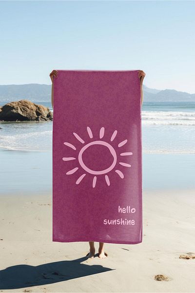 Doruklar Home Collection Hello Sunshine Written Beach Sea Towel Digital Printing Peshtamal 80X160 cm Hss01