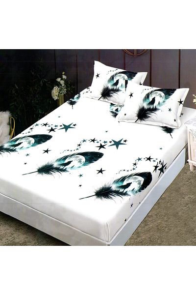 NufJoy Finet Gros Elastic Fitted Sheet Set for Mattress 160x200 cm and 2 Pillowcases 50x70 cm