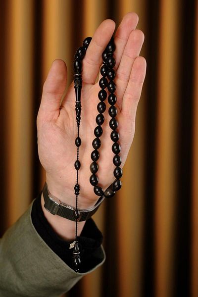 dergah tesbih Master Bekir Deveci Carved Imam Bead Model Ebony Wood Prayer Beads
