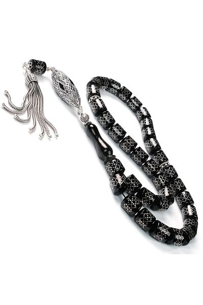 TESBİHCİBABA Black Pearl Rare Product Erzurum Oltu Stone Prayer Beads