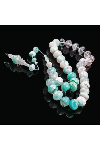 TESBİHCİBABA Bukhara Collection Mediterranean Emerald Crimping Amber Prayer Beads