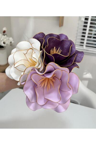 Pembeli Kızın Butiği 3'LÜ LATEKS EVA ÇİÇEK LİLA-BEYAZ-MOR