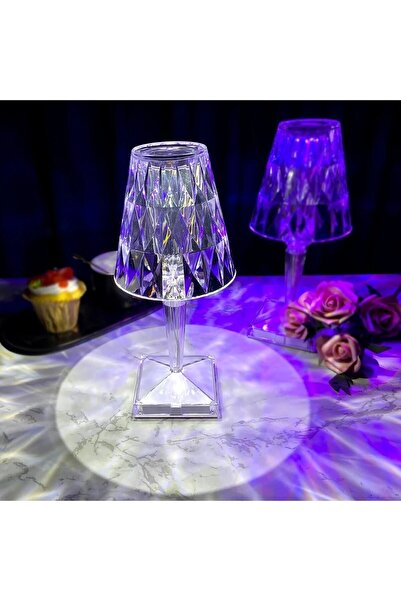 Powermaster Kumandalı Kristal Dev Masa Lambası Rgb Usb Charging Multi Color Rose Diamond Table Lamp