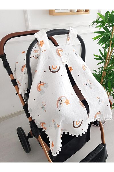 ilkimbebe Rainbow Pompom Baby Stroller Cover