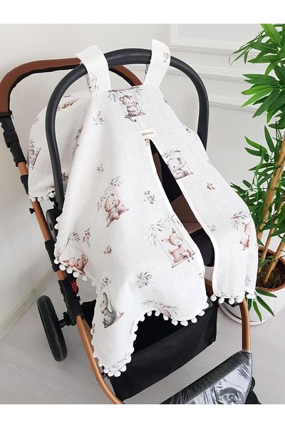 ilkimbebe Swing Animals Pompom Baby Stroller Cover