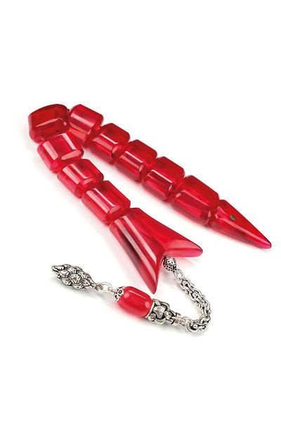 TESBİHCİBABA Fish Model Silver Whips Fire Amber Prayer Beads