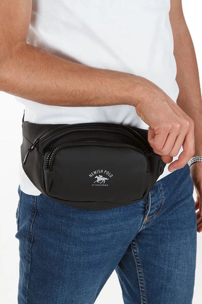 Newish Men's Black Cross Waist and Shoulder Bag and Wallet Card Holder