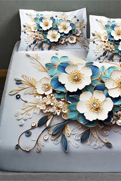 MonoHome 100% Cotton Fitted Sheet Special Design 5D Digital 60 Wire Diamond