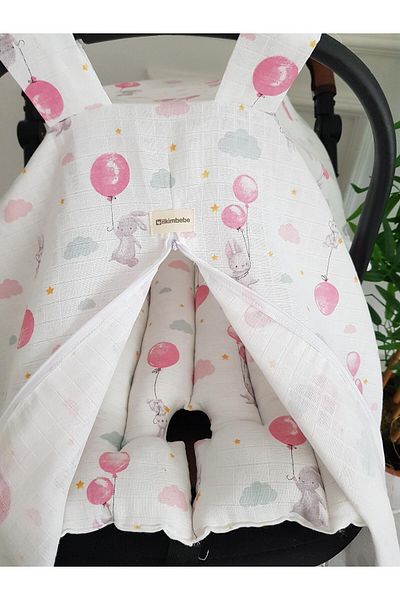 ilkimbebe Balloon Muslin Zippered Baby Stroller Cover and Cushion