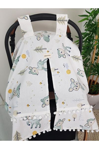 ilkimbebe Wooded Gazelle Pompom Baby Stroller Cover
