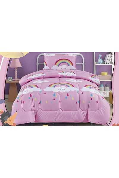 Moon Single Bed Sheet Filling, 3-Piece Reversible Cartoon Printed Quilt Set, for Your Child's Comfort