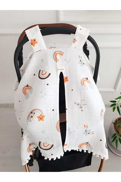 ilkimbebe Rainbow Pompom Baby Stroller Cover