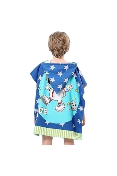 BaoBao Children's poncho towel 56x60 cm with astronaut and hood - ideal for the beach and pool