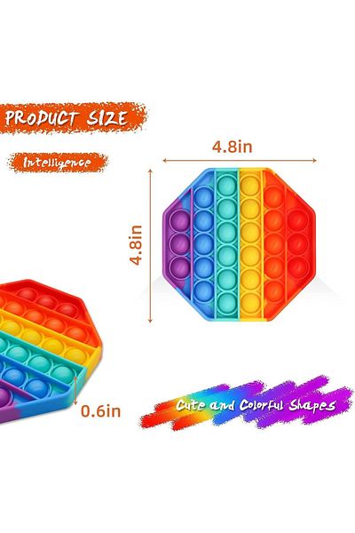 Generic Push Pop Bubble Fidget Sensory Toy - for Autism, Stress, Anxiety - Kids and Adults Rainbow (Octagon)
