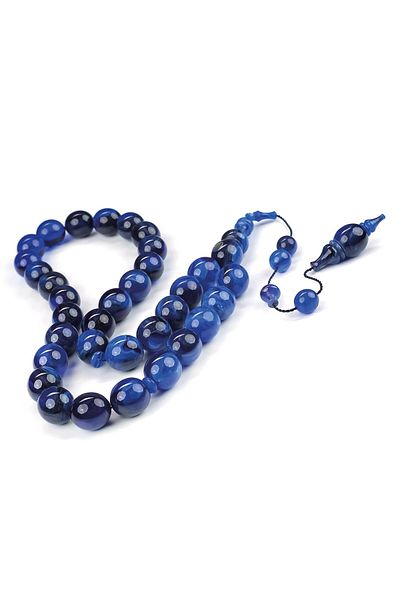 TESBİHCİBABA Bukhara Collection Civit Blue Squeeze Amber Prayer Beads