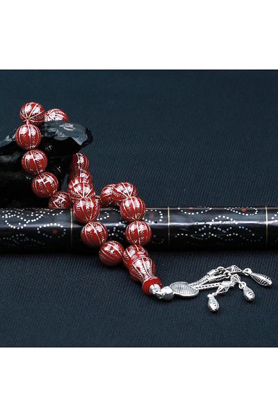 TESBİHCİBABA Efe Collection Watermelon Split Fire Amber Prayer Beads