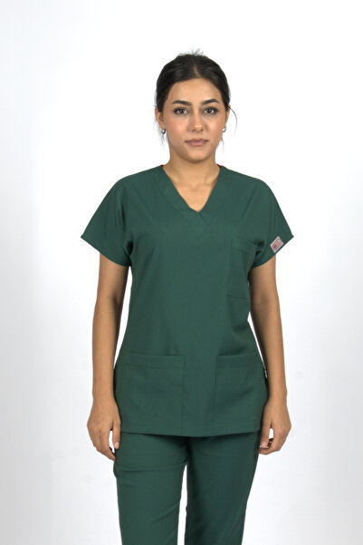 SEZA TEKSTİL Verde smarald Premium Flex Unisex Lycra Scrubs Doctor Asistentă ...
