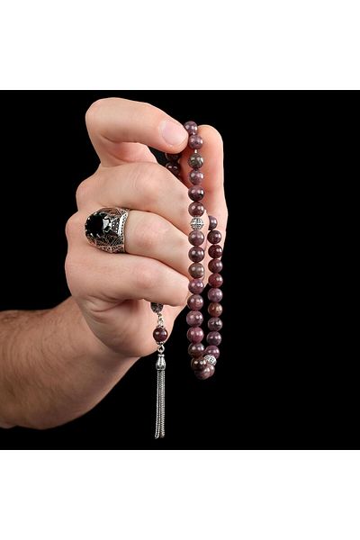 TESBİHCİBABA Silver Design Certified Ruby Prayer Beads