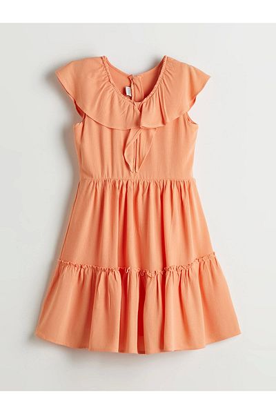 LC Waikiki Lcw Kids Coral V-Neck Girl Dress
