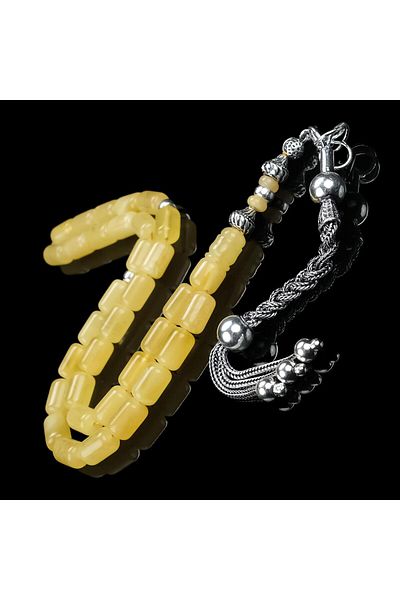 TESBİHCİBABA Ice Amber- Knitted Tassel Drop Amber Prayer Beads