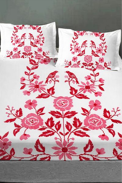 MonoHome 100% Cotton Fitted Sheet Special Design 5D Digital 60 Wire Cross Stitch
