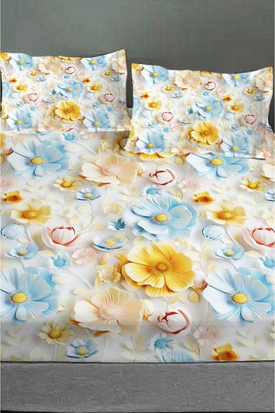 MonoHome 100% Cotton Fitted Sheet Special Design 5D Digital 60 Wire Spring