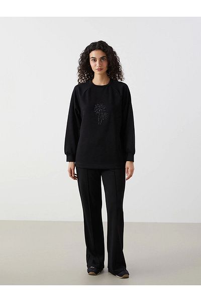 LC Waikiki Γυναικείο φούτερ LCW Modest Μαύρο ελαστικό στη μέση