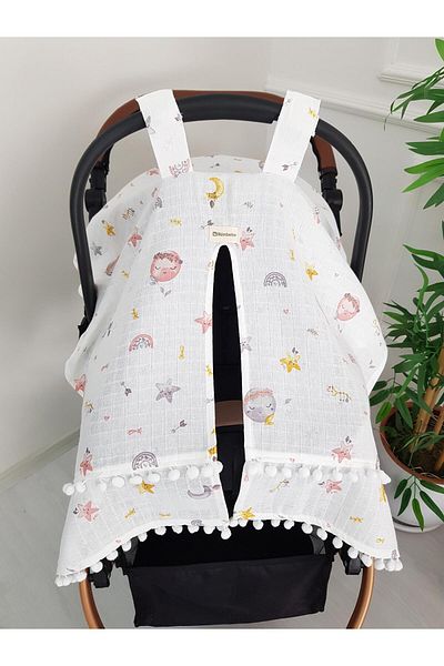 ilkimbebe Full Moon Pompom Baby Stroller Cover