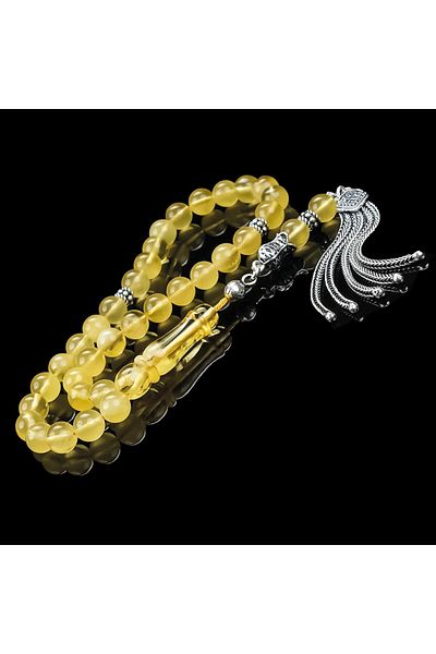 TESBİHCİBABA Wrist Length Lime Smoked Drop Amber Prayer Beads