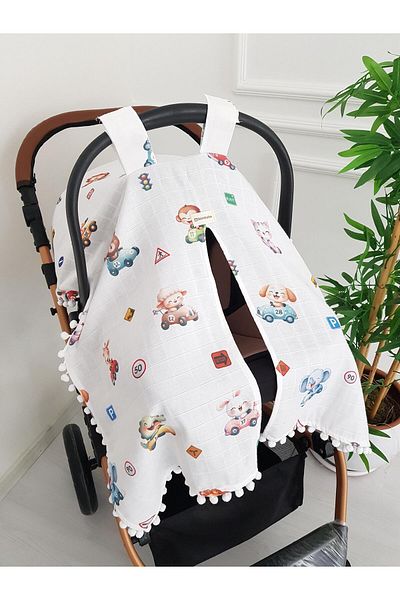 ilkimbebe Trolley Animals Pompom Baby Stroller Cover